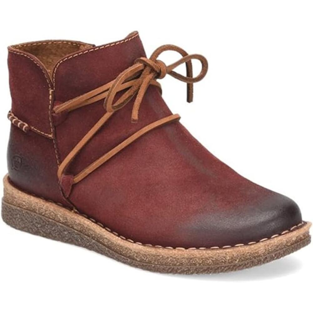 Born Women's Calyn Red Suede Bootie-Style BR0027644-Size 7.5